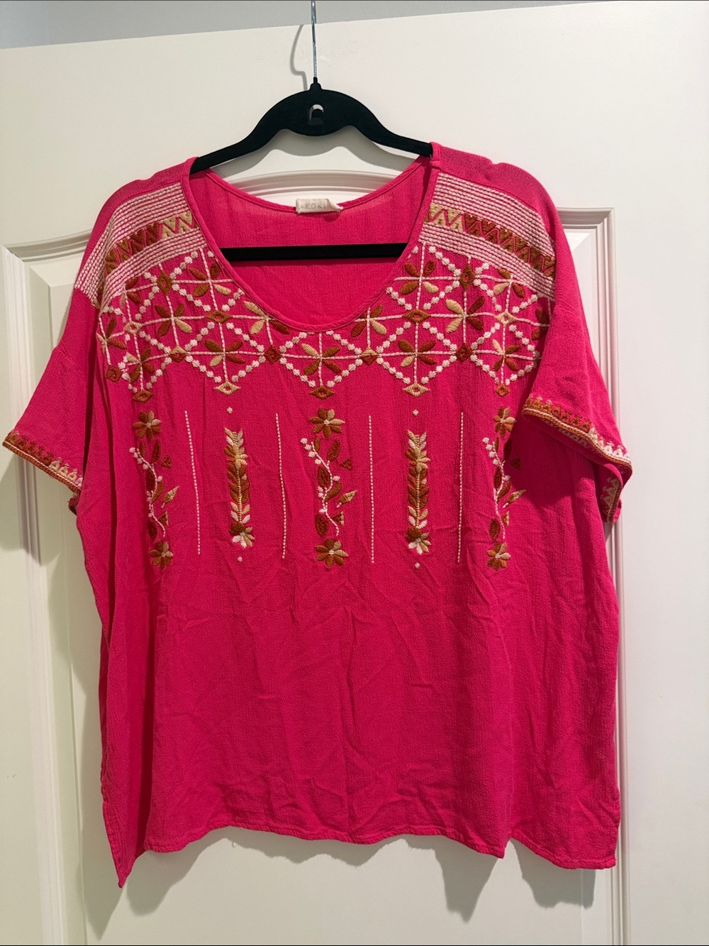 Kori pink embroidered shirt size large